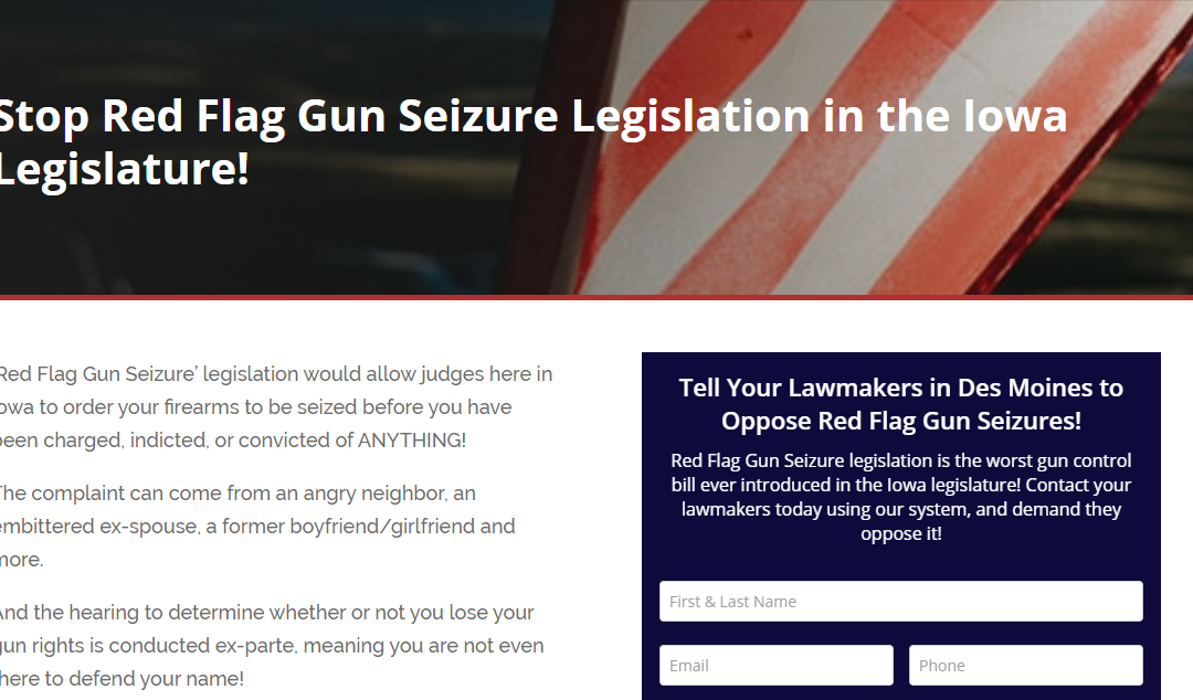 Red Flag Gun Seizure Legislation Filed in Iowa!