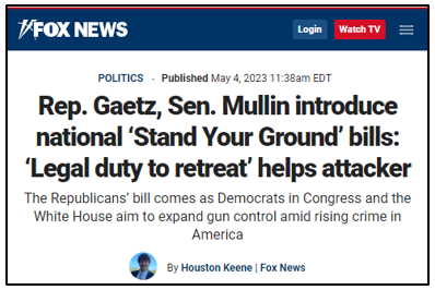 Congressman Matt Gaetz’s Stand-Your-Ground Law!